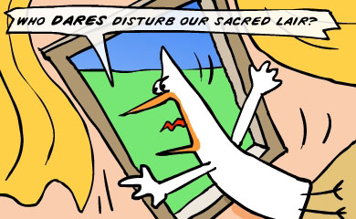 Who dares disturb our sacred lair?