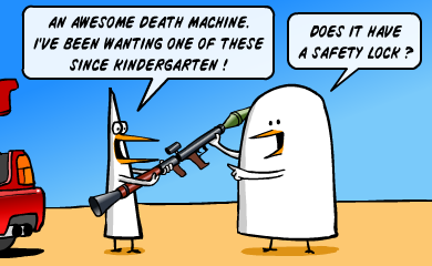 An awesome death machine. I've been wanting one of these since kindergarten! - Does it have a safety lock? An awesome death machine. I've been wanting one of these since kindergarten! - Does it have a safety lock?
