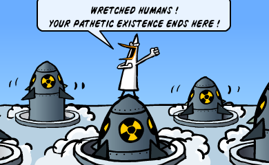Wretched humans! Your pathetic existence ends here! Wretched humans! Your pathetic existence ends here!