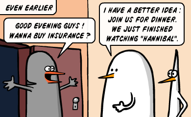Good evening guys! Wanna buy insurance ? I have a better idea :<br />
join us for dinner. We just finished watching Hannibal. Good evening guys! Wanna buy insurance ? I have a better idea :<br />
join us for dinner. We just finished watching Hannibal.