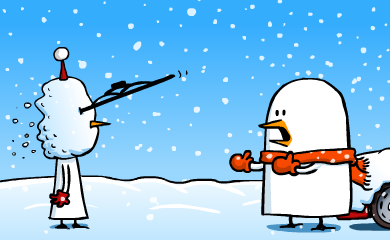 Fredo has thrown his huge snowball, but with it he also threw a windshiled wiper, right into Pid'Jin's eye. Fredo has thrown his huge snowball, but with it he also threw a windshiled wiper, right into Pid'Jin's eye.
