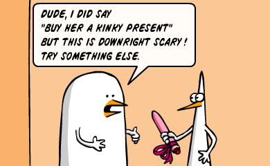 Dude, i did say buy her a kinky present, but this is downright scary! Try something else.