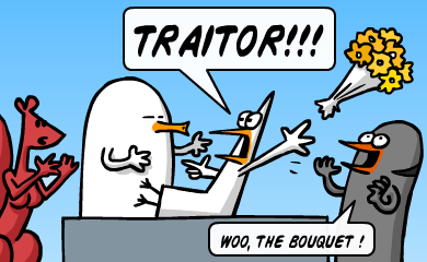 Traitor!!! Woo, the bouquet! Traitor!!! Woo, the bouquet!